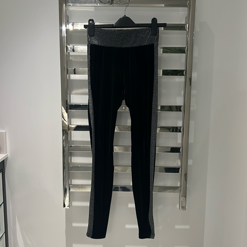 Black velvet leggings